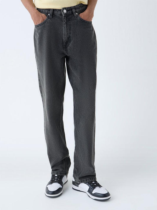 M Q Denim Men’s Straight Fit Charcoal Black Jeans | 100% Cotton Denim | Mid Rise | For Daily Wear