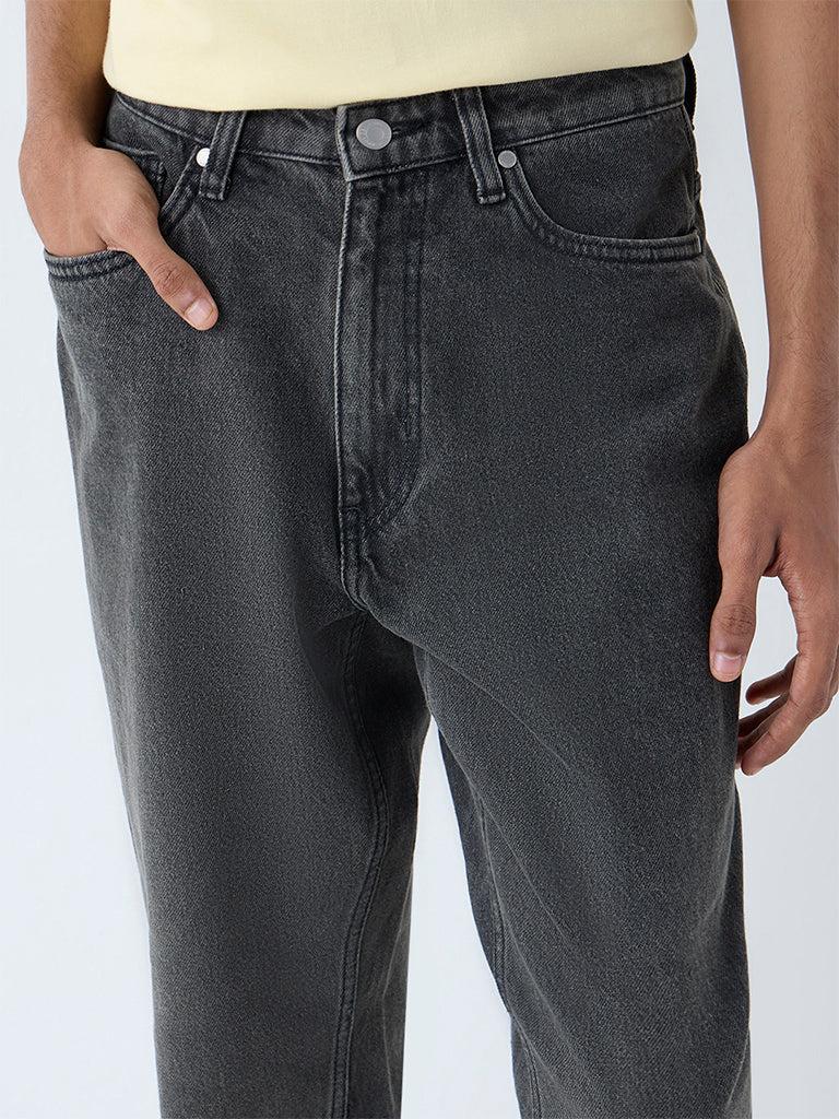 M Q Denim Men’s Straight Fit Charcoal Black Jeans | 100% Cotton Denim | Mid Rise | For Daily Wear