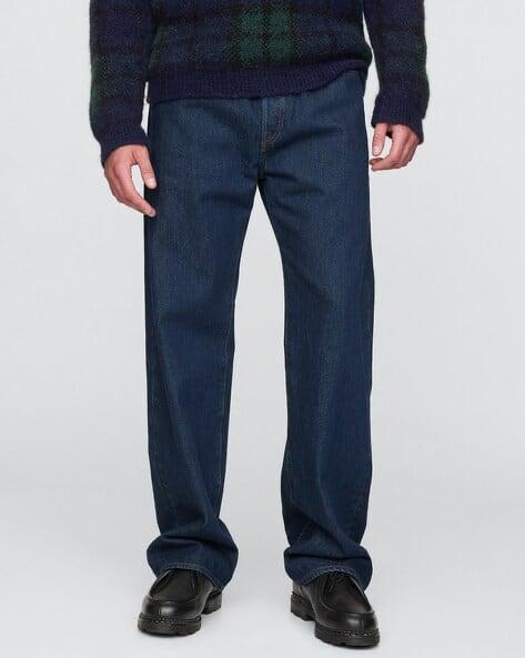 M Q Denim Men’s Straight Fit Dark Blue Jeans | 100% Cotton Denim | Mid Rise