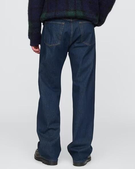 M Q Denim Men’s Straight Fit Dark Blue Jeans | 100% Cotton Denim | Mid Rise