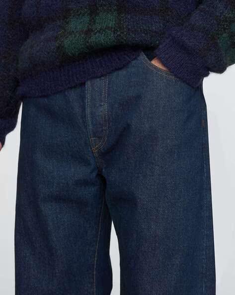 M Q Denim Men’s Straight Fit Dark Blue Jeans | 100% Cotton Denim | Mid Rise