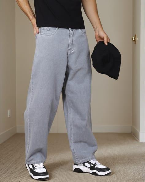 M Q Denim Men Grey Straight Fit Denim Jeans | Mid Rise | Soft Cotton Fabric | Everyday Style