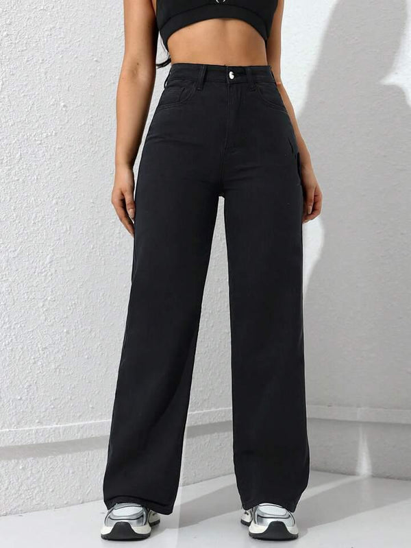me Queen wide leg flare loose fit baggy women's Black jeans