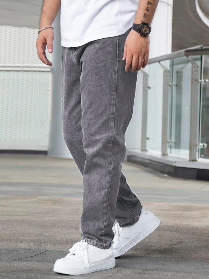 MQ Denim Grey Straight Fit Stylish Non Stretch Mid Rise Pure Cotton Crafted with Premium Fabric Relaxed Jeans Available in Variety of Colour
