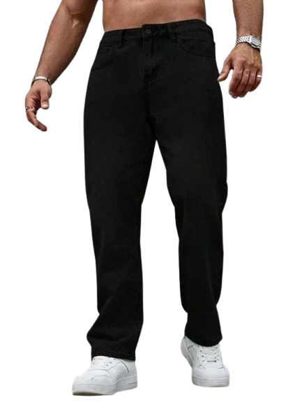 MQ Denim Men's Black Straight Fit Stylish Non Stretch Mid Rise Pure Cotton Crafted with Premium Fabric Relaxed Jeans Available in Variety of Colour