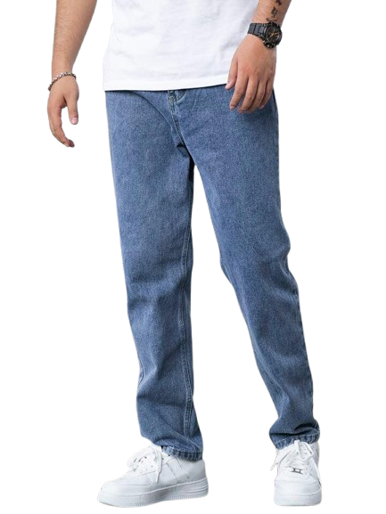 MQ Denim Men's Blue Straight Fit Stylish Non Stretch Mid Rise Pure Cotton Crafted with Premium Fabric Relaxed Jeans Available in Variety of Colour