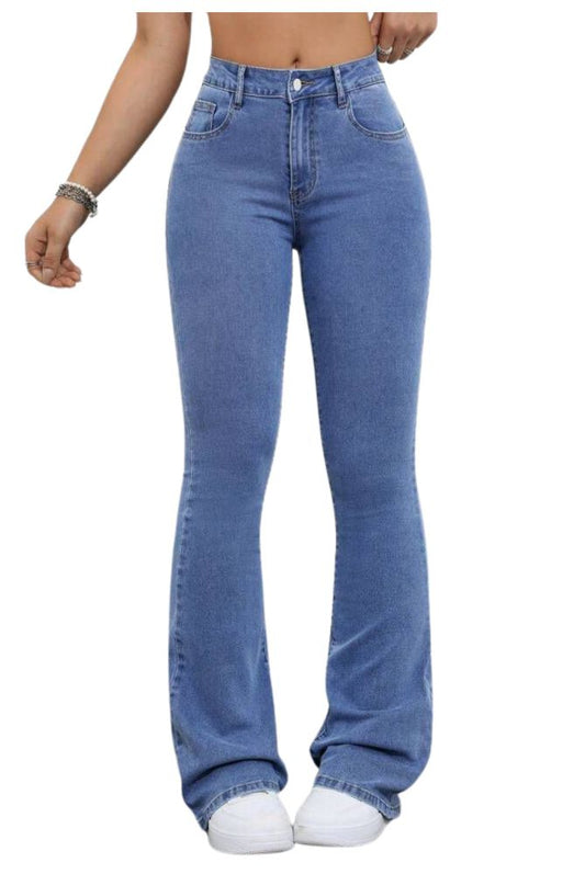 me Queen Women's Stone Blue Bootcut Wide Leg Jeans