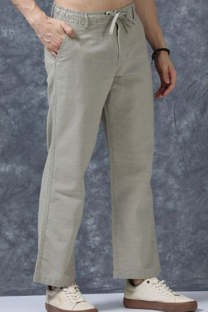 MQ Denims Men's Relaxed Fit Stylish Linen Green Pants – Lightweight, Breathable, and Versatile Casual Wear