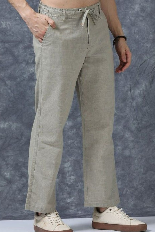 MQ Denims Men's Relaxed Fit Stylish Linen Green Pants – Lightweight, Breathable, and Versatile Casual Wear