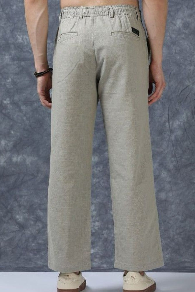 MQ Denims Men's Relaxed Fit Stylish Linen Green Pants – Lightweight, Breathable, and Versatile Casual Wear