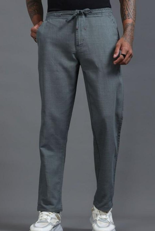 MQ Denims Men's Relaxed Fit Stylish Grey Linen Pants – Lightweight, Breathable, and Versatile Casual Wear