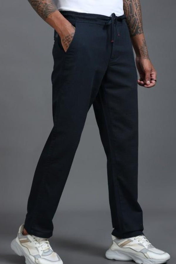MQ Denims Men's Relaxed Fit Stylish Black Linen Pants – Lightweight, Breathable, and Versatile Casual Wear