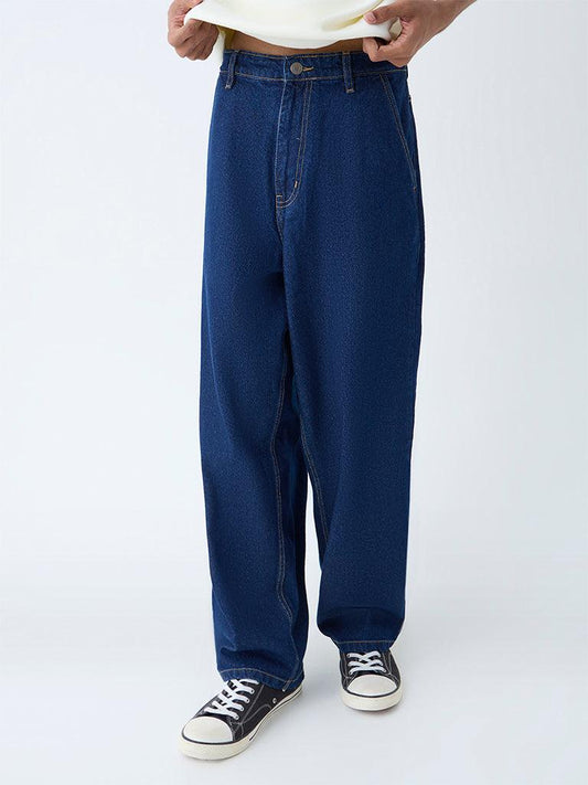 M Q Denim Men Regular Fit Dark Blue Cotton Jeans | Mid Rise | Everyday Comfort