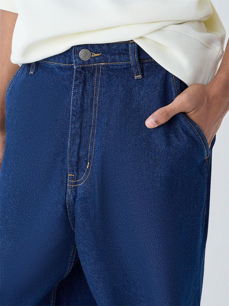 M Q Denim Men Regular Fit Dark Blue Cotton Jeans | Mid Rise | Everyday Comfort