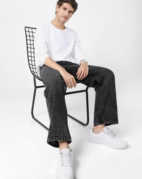 M Q Men’s Charcoal Black Straight Fit Jeans | Soft Cotton Denim | Mid Rise | Stylish, Comfortable & Durable Daily Casual Wear