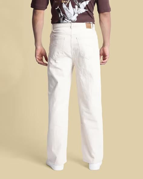 M Q Denim Jeans Men's Regular Fit 100% Beige Cotton Jeans | Soft, Durable Denim | Mid Rise Casual Stylish Comfort Wear for Daily Use