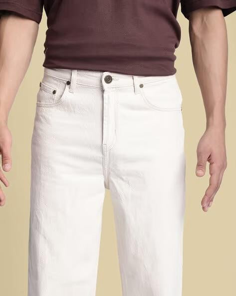 M Q Denim Jeans Men's Regular Fit 100% Beige Cotton Jeans | Soft, Durable Denim | Mid Rise Casual Stylish Comfort Wear for Daily Use