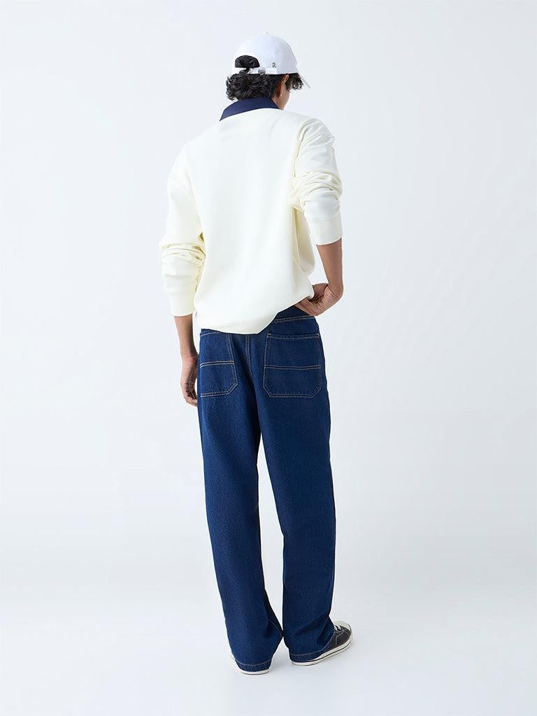 M Q Denim Men Regular Fit Dark Blue Cotton Jeans | Mid Rise | Everyday Comfort