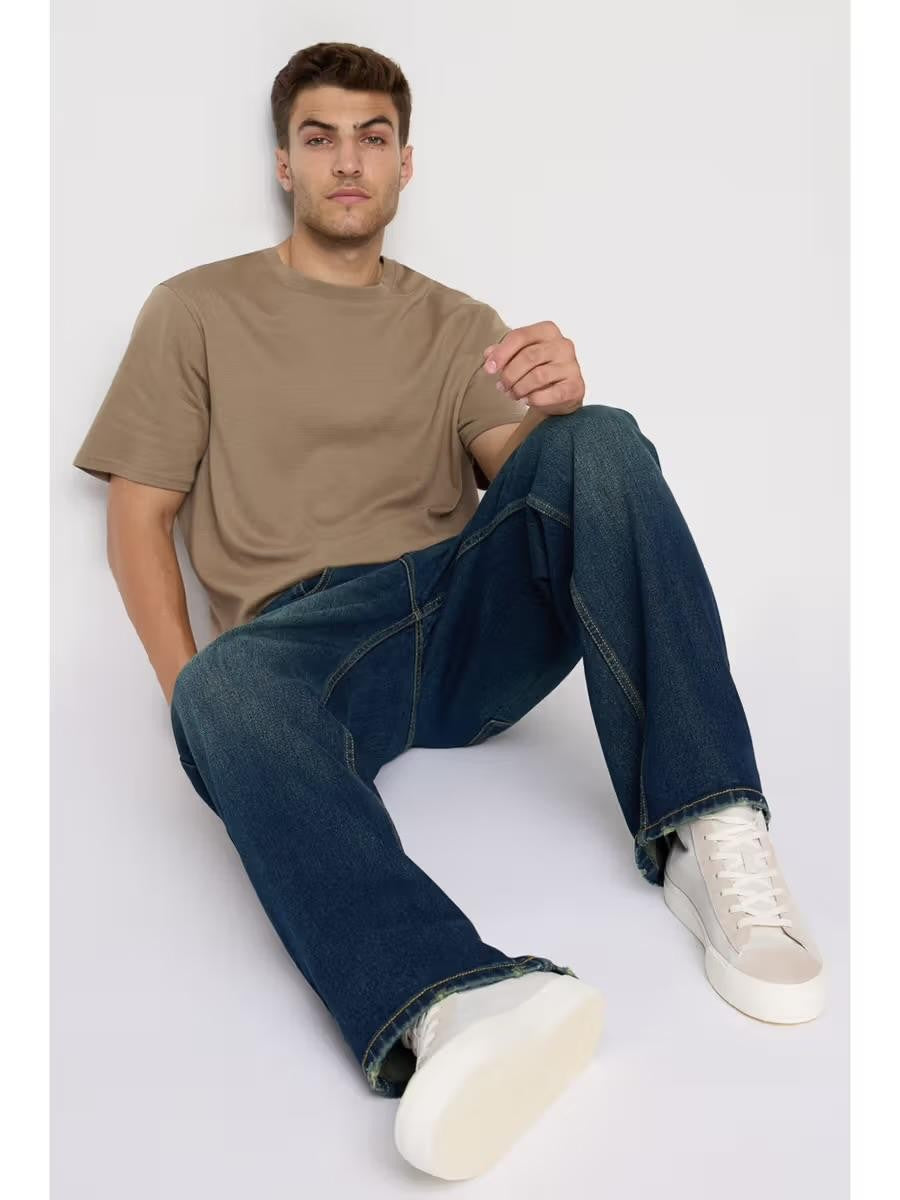 M Q Men’s Straight Fit Cotton Denim Jeans | Mid Rise | Whisker Spray | Light Fade | Tint | Everyday Casual Wear