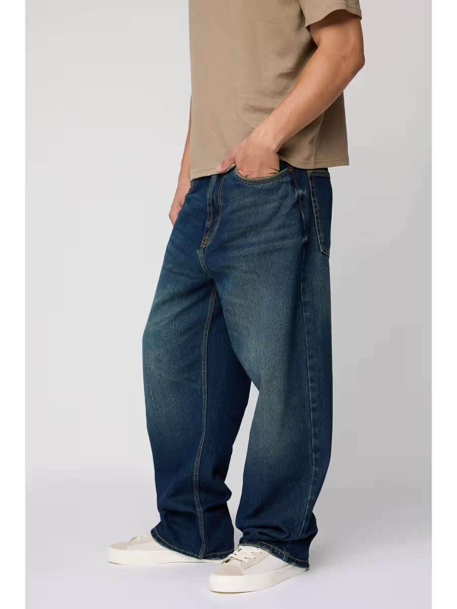 M Q Men’s Straight Fit Cotton Denim Jeans | Mid Rise | Whisker Spray | Light Fade | Tint | Everyday Casual Wear