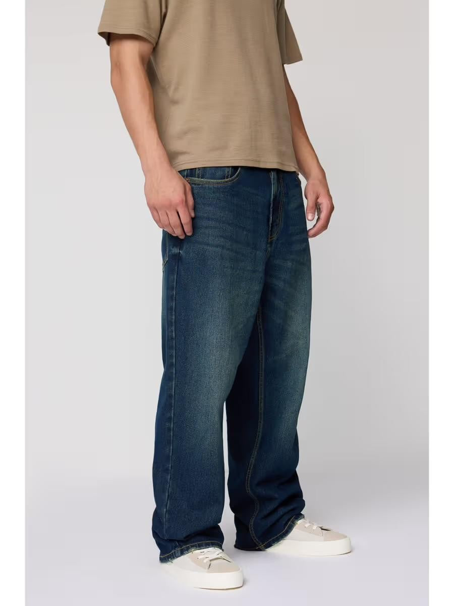 M Q Men’s Straight Fit Cotton Denim Jeans | Mid Rise | Whisker Spray | Light Fade | Tint | Everyday Casual Wear