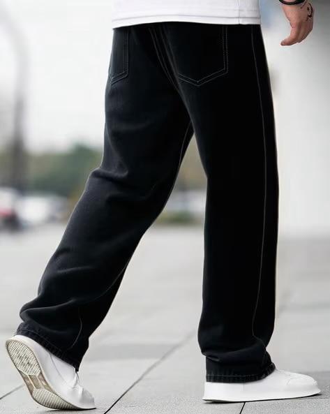 M Q Men’s Black Straight Fit Jeans | Soft Cotton Denim | Mid-Rise Comfort | Everyday Casual Style