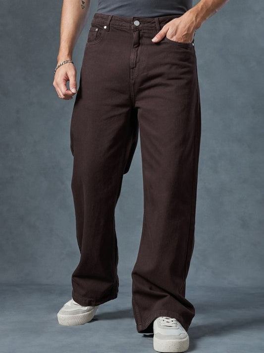 M Q Denim Jeans Men's Regular Fit 100% Brown Cotton Jeans | Soft, Durable Denim | Mid Rise Casual Stylish Comfort Wear for Daily Use