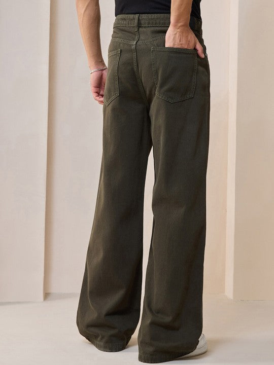 M Q Denim Jeans Men's Regular Fit 100% Dark Green Cotton Jeans | Soft, Durable Denim | Mid Rise Casual Stylish Comfort Wear for Daily Use