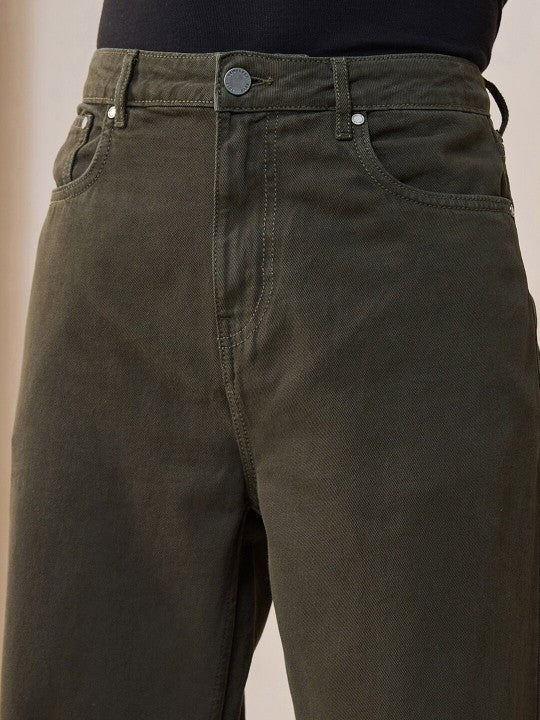 M Q Denim Jeans Men's Regular Fit 100% Dark Green Cotton Jeans | Soft, Durable Denim | Mid Rise Casual Stylish Comfort Wear for Daily Use