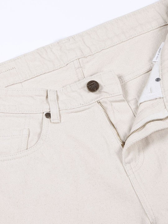 M Q Denim Jeans Men's Regular Fit 100% Beige Cotton Jeans | Soft, Durable Denim | Mid Rise Casual Stylish Comfort Wear for Daily Use