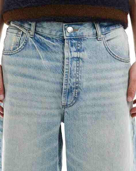 M Q Jeans Men’s Straight Fit Loose Denim Jeans | Mid Wash Whisker Spray | Heavy Cotton Casual Wear | Light Tint