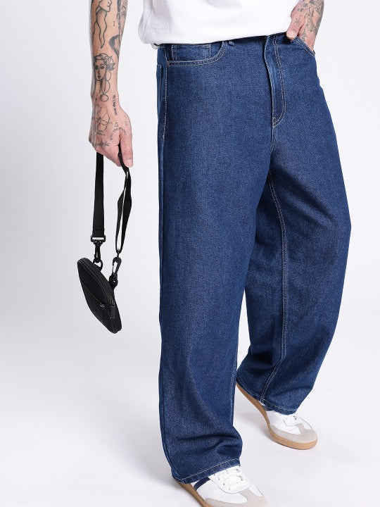 M Q Denim Jeans Men's Regular Fit 100% Dark Blue Cotton Jeans | Soft, Durable Denim | Mid Rise Casual Stylish Comfort Wear for Daily Use